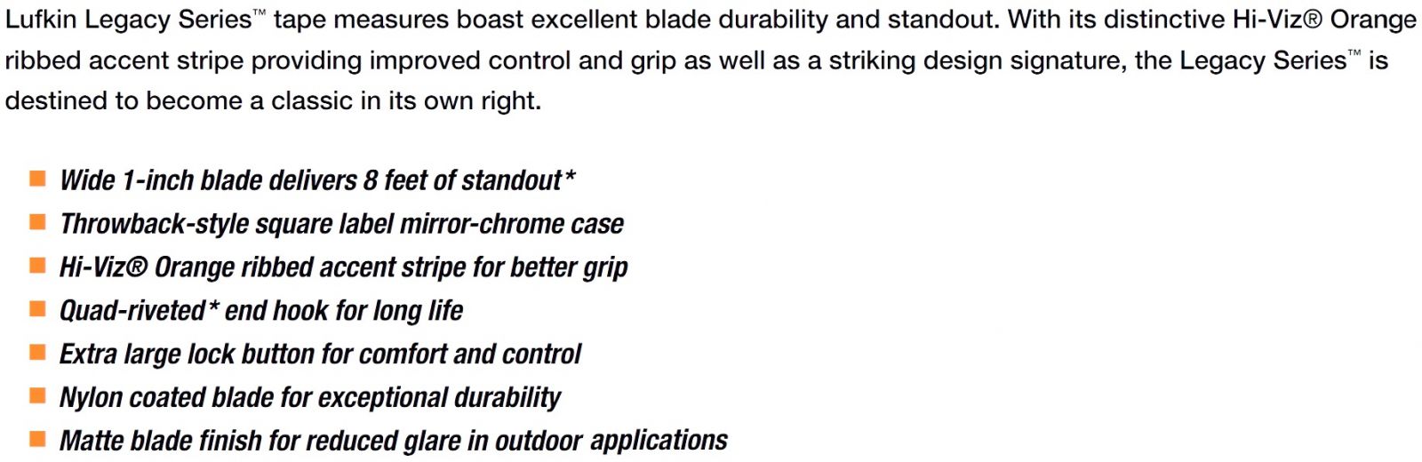 מודדי מרחק מקצועיים מטר LUFKIN LEGACY